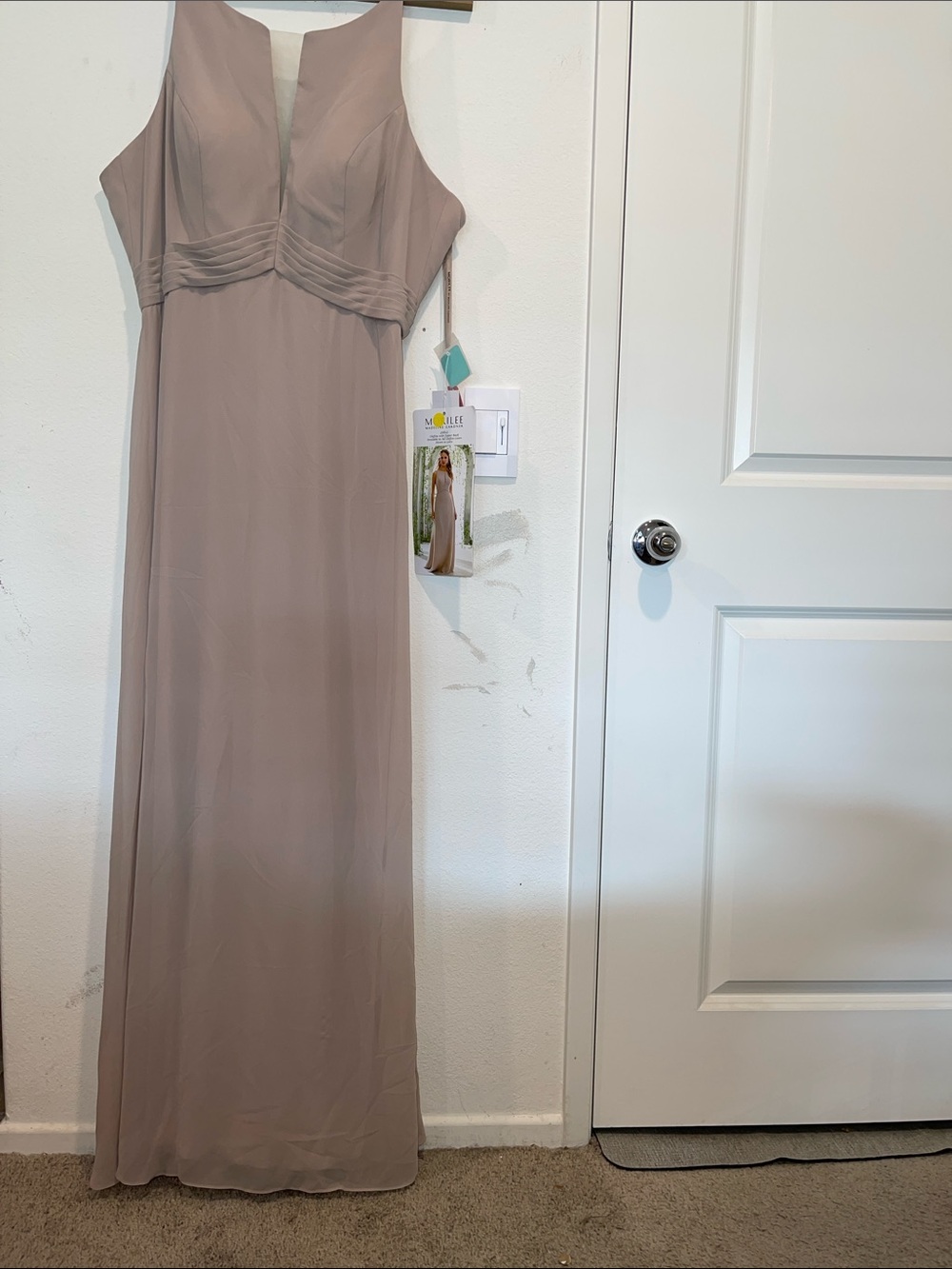 Elegant Taupe Chiffon Maxi Dress